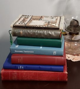 Stack of Bibles in various languages
