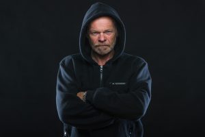 Angry man in hoody