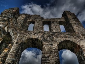 castle wall ruin with sky