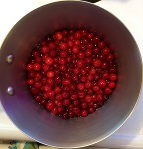 cranberries in a saucepan