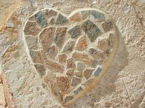 stone mosaic in the shape of a heart