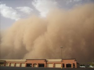 sandstorm over building